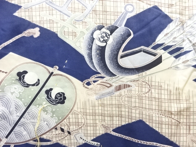 アンティーク　武具模様男児着物